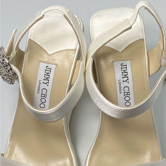 Jimmy Choo Mirabelle Satin Wedge Sandals size 38 - Picture 5 of 13
